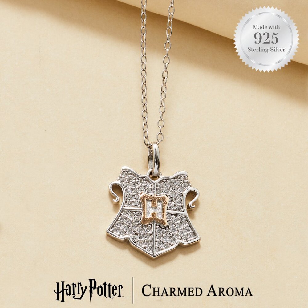 Official Harry Potter Hogwarts Crest Necklace, 925 Sterling Silver